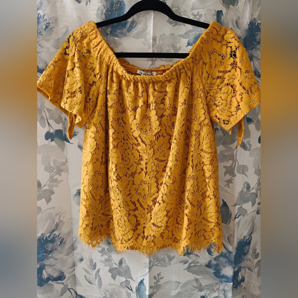 Yellow Lace Off-Shoulder Top